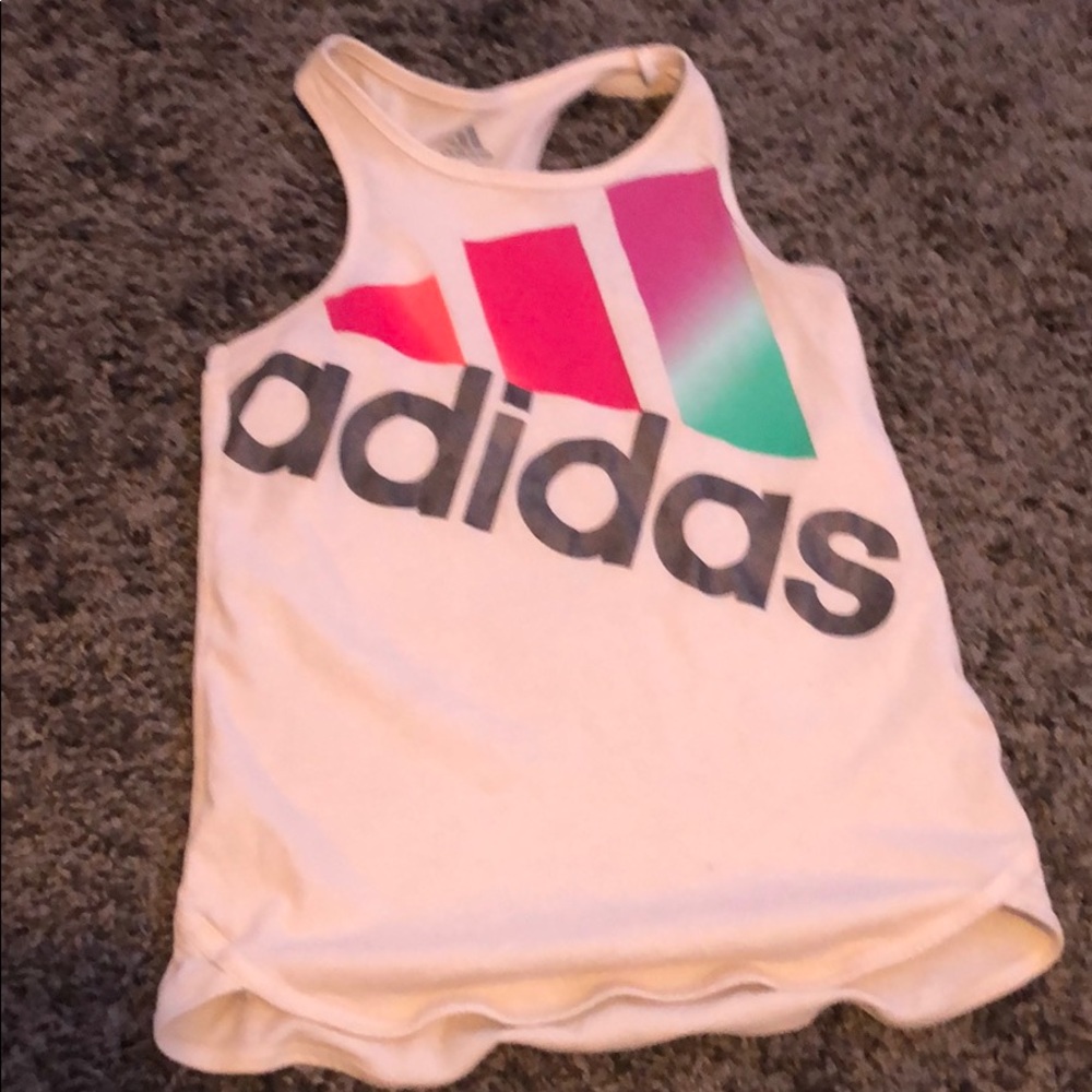 White rainbow Adidas workout tank top